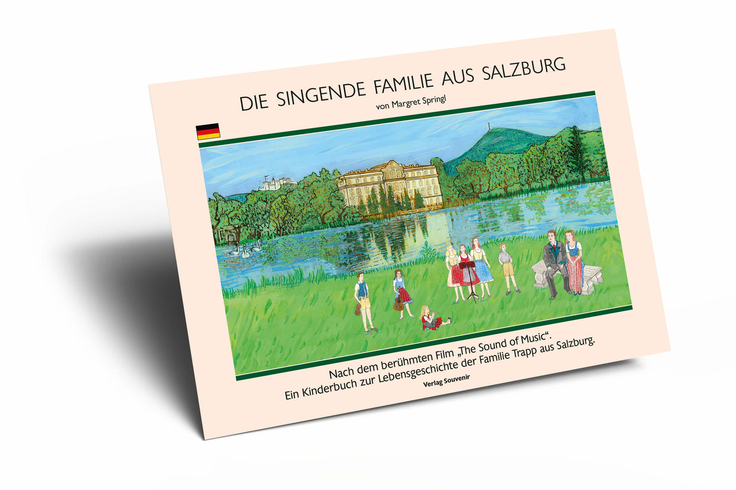 Cover von „Die singende Familie aus Salzburg“, Kinderbuch auf Deutsch von Autorin Margret Springl