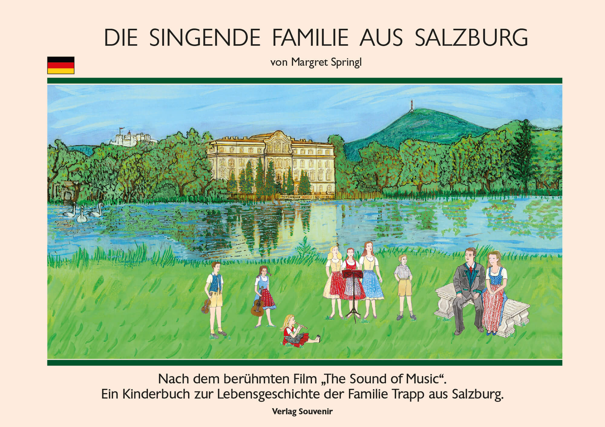 Buchcover ‚Die singende Familie aus Salzburg‘ von Margret Springl – Kinderbuch nach dem Film The Sound of Music
